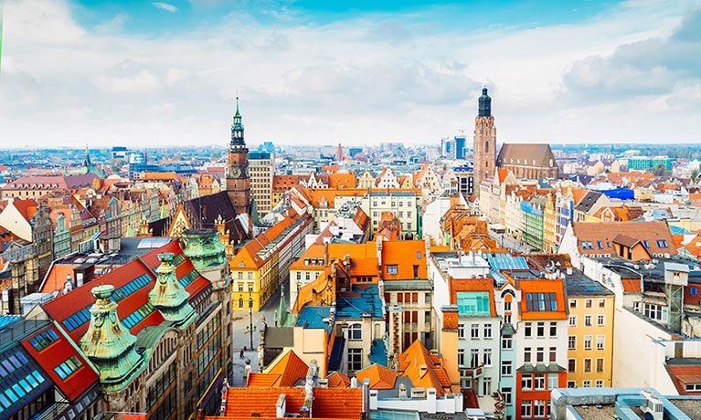 Aerial view of Wrocław