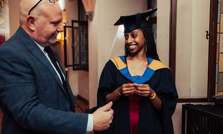 Evelyne Uwayezu, graduated from Aviation Management BSc (Hons) in 2025