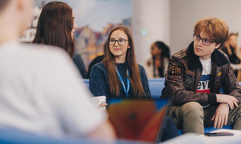 A group of students sat down talking