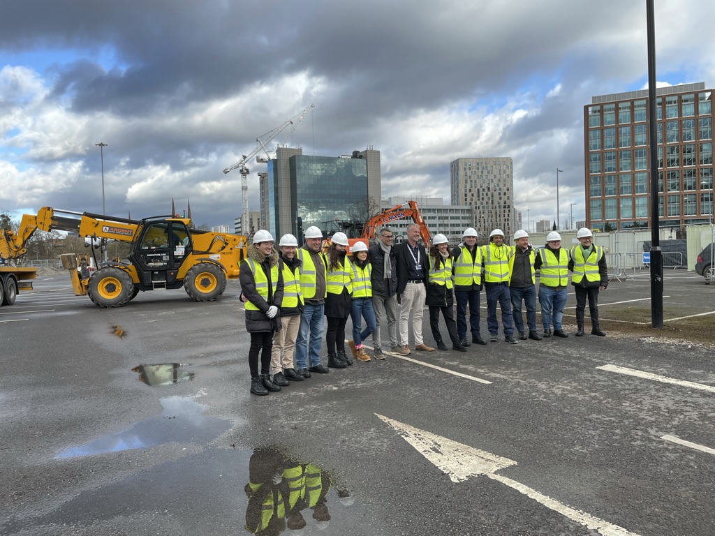 Coventry University and Urban-Air Port colleagues together on Air One construction site